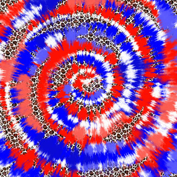 Red Blue White Patriotic Abstract Background, Tie Dye Spiral Print