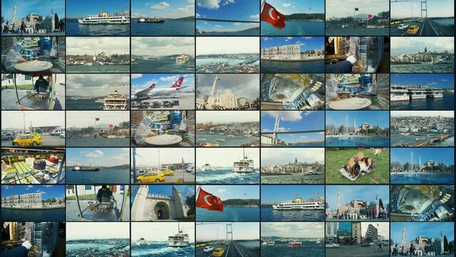Travel turkey multiscreen. Famous places Turkey splitscreen. Istanbul video wall.