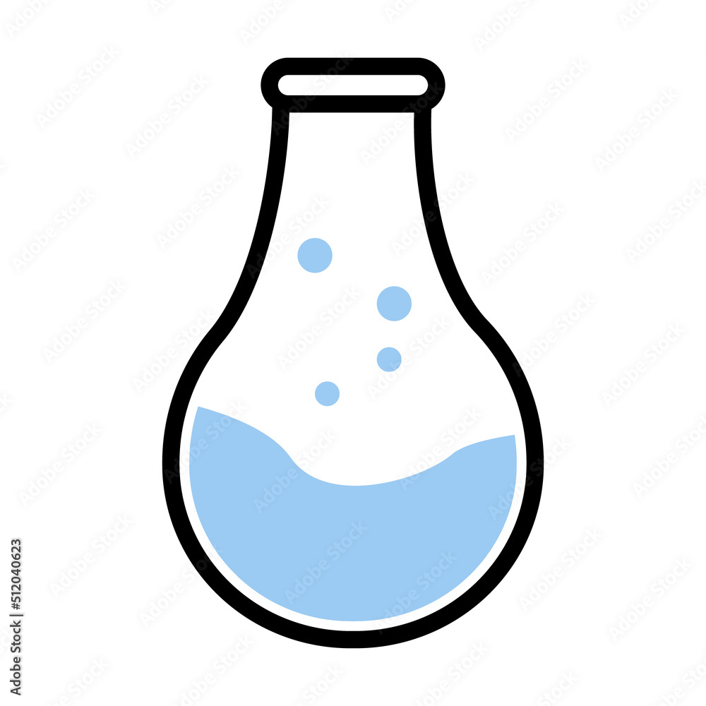 Aufkleber bulb shaped flask semi flat color vector object. full sized item on white. laboratory equipment. med