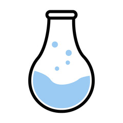 Bulb shaped flask semi flat color vector object. Full sized item on white. Laboratory equipment. Medical instrument. Simple cartoon style illustration for web graphic design and animation