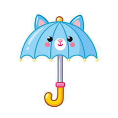 Cute umbrella with a face. Vector illustration in cartoon style on a children's theme.