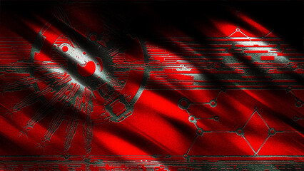 Silver line texture on the red-colored background, dark shadow on red abstract background 