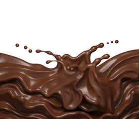 Chocolate splash with clipping path , 3D Rendering, 3D illustration