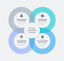 Simple business process template with four colorful stages. Easy to use for your design or presentation.