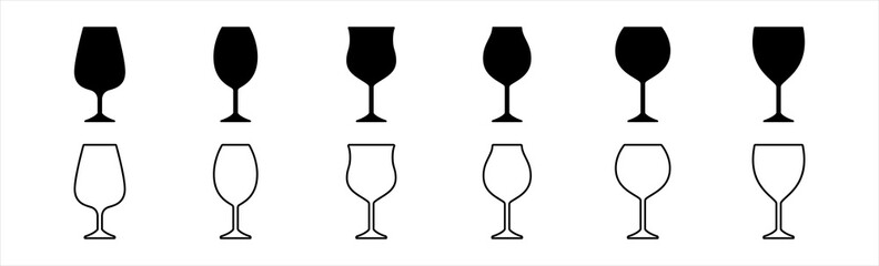 wine glass icons, symbol, vector illustration