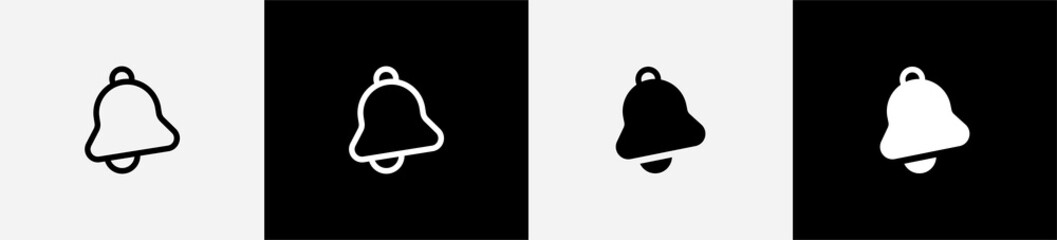 Notification bell icon. Alarm bell outline and flat design symbol. Incoming inbox message sign, vector illustration.