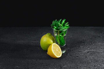 Mexican tequila, or whiskey on a dark background. The concept of a luxury alcoholic drink