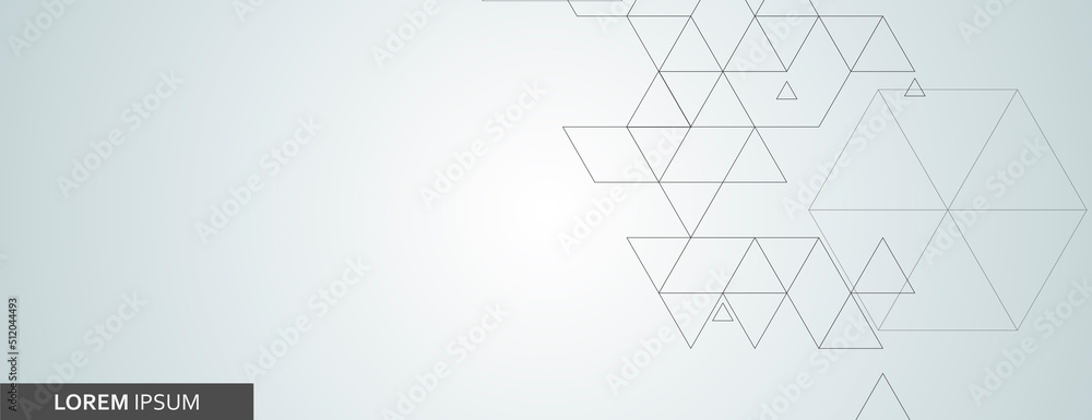Poster Vector banner design. White background with hexagon and triangles pattern