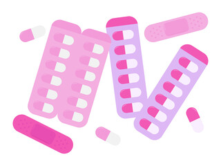 薬と絆創膏のアイコン　地雷系カラー