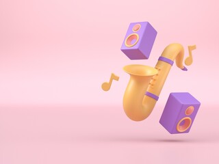 Isolated Playing Saxophone. 3D render