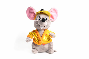 Fluffy toy mouse isolated on white background