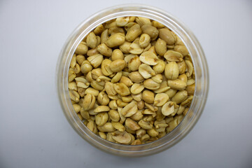 Delicious peanuts isolated white background. 