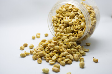 Delicious peanuts isolated white background.