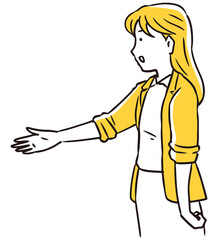 握手を求める女性