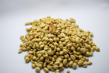 Delicious peanuts isolated white background.