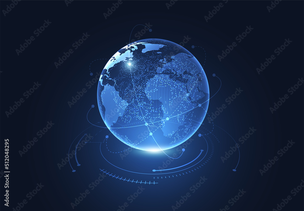 Poster global network connection. world map point and line composition concept of global business. vector i