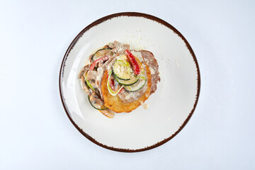 potato pancakes with roasted vegetables