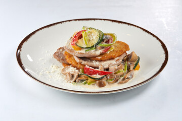 potato pancakes with roasted vegetables