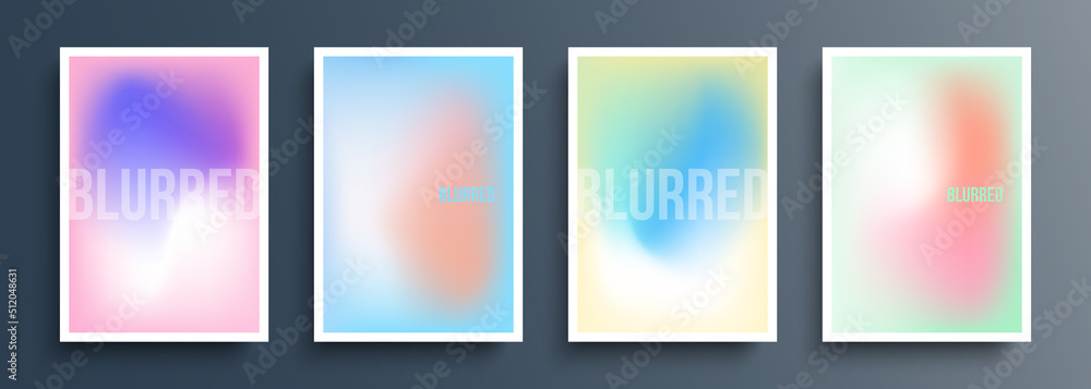 Fototapete set of blurred backgrounds with light soft color gradient for your creative graphic design. defocuse