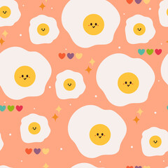 seamless pattern cartoon egg character. cute wallpaper for textile, gift wrap paper