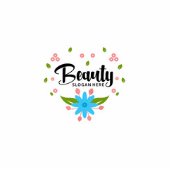 Floral logo design template vector