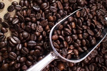 coffee beans in the spoon
