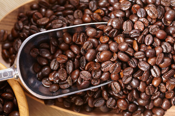 coffee beans in the spoon