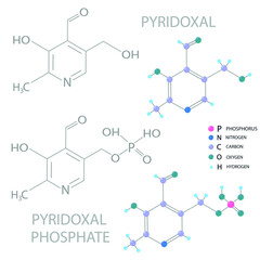  Pyridoxal phosphate molecular skeletal 3D chemical formula.	