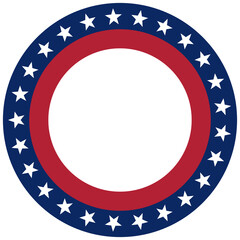 Round frame American flag. Independence day USA concept. Circle red blue. Vector Illustration.
