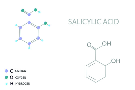  Salicylic acid molecular skeletal 3D chemical formula.	