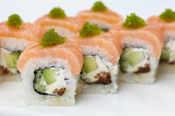 tasty sushi on the white