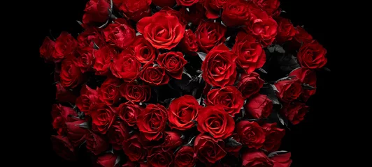 Poster Red roses vintage grunge background © Nik_Merkulov
