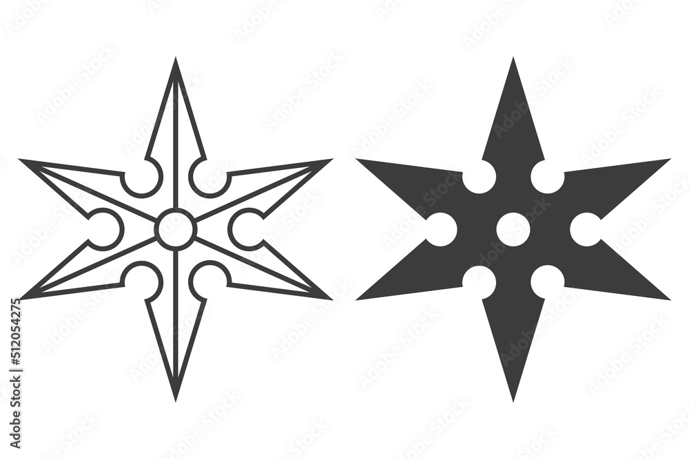 Wall mural ninja shuriken vector icon isolated on a white background.