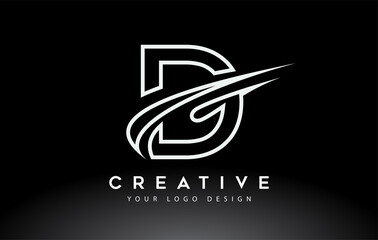 Creative D Letter Logo Design with Swoosh Icon Vector.