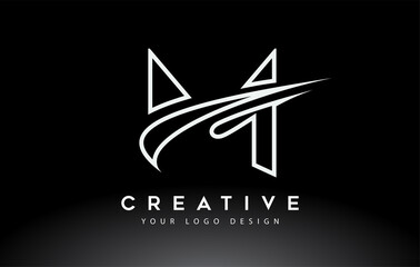 Creative M Letter Logo Design with Swoosh Icon Vector.