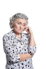 Portrait of sad senior woman