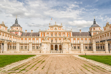 Fototapeta na wymiar Royal Palace of Aranjuez. Begun to build in the 16th century, considered an asset of cultural interest. Main façade.