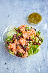 A delicious smoked salmon take away salad