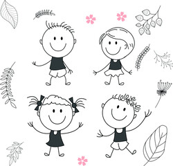 children with flowers