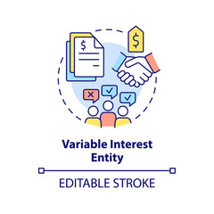Variable interest entity concept icon. Business consolidation strategy abstract idea thin line illustration. Isolated outline drawing. Editable stroke. Arial, Myriad Pro-Bold fonts used - obrazy, fototapety, plakaty