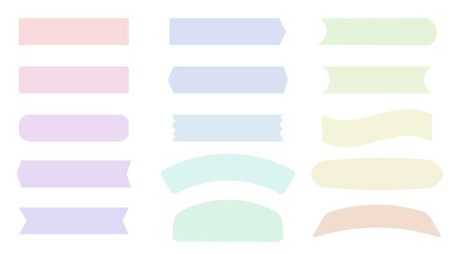 collection set of cute colorful masking tape, banner decoration, ribbon for  the planner, journal, notepad, memo, and reminder. cute and simple  illustration for your design Stock Vector