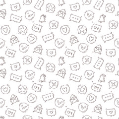 cute seamless pattern with social media icons on white