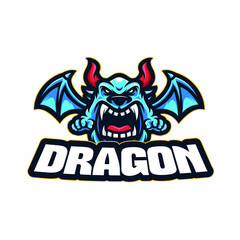 Blue dragon mascot logo illustrations