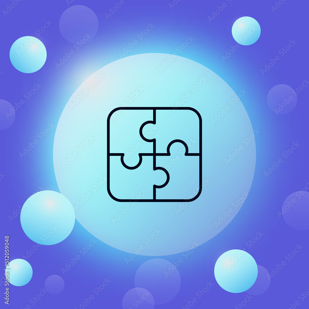 Poster puzzle line icon. assembled puzzles, unsolved problem, riddle, question mark, application developmen