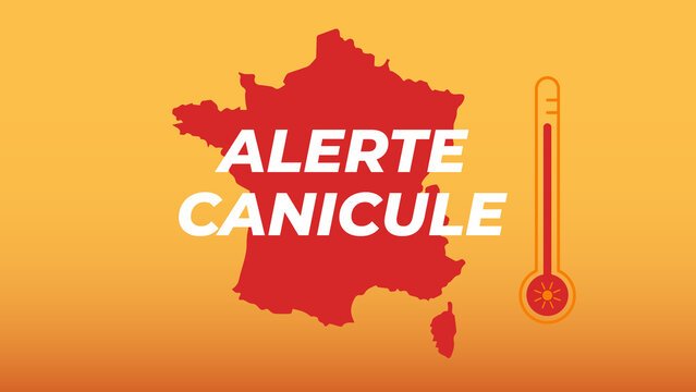 Alerte canicule France. Illustration, banni&egrave;re vectorielle vigilance canicule. 