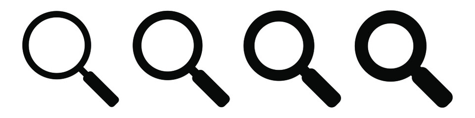 Magnifying glass icon, vector magnifier or loupe sign. Search icon.
