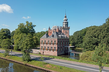 Fototapeta na wymiar Aerial from castle Nijenrode at the river Vecht in the Netherlands