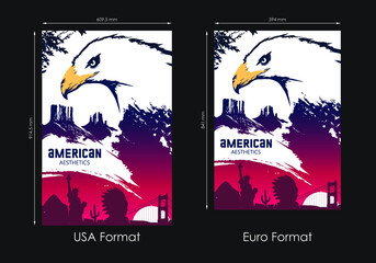 Abstract poster or cover template with Bald eagle, America, USA