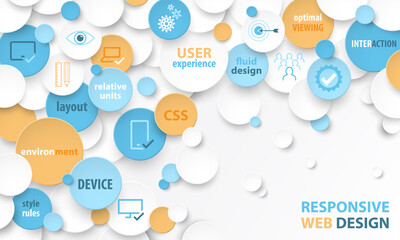 RESPONSIVE WEB DESIGN colorful vector business and technology concept on white background