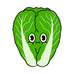 Cute funny Chinese cabbage character. Vector hand drawn traditional cartoon vintage, retro, kawaii character illustration icon. Isolated on white background. cabbage character concept